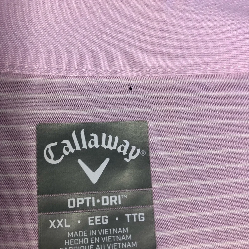 Callaway Polo Shirt Mens 2XL NWT Pink Striped Short Sleeve Golf - Picture 5 of 14